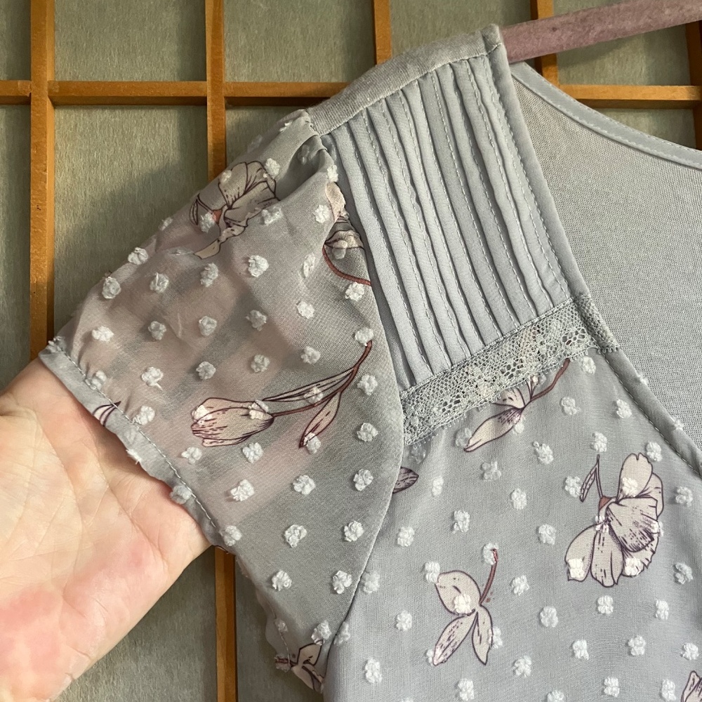 Lauren Conrad M Baby Slate Blue Dainty Sheer Top-Fully Lined - Picture 3 of 8